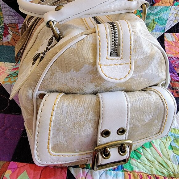 Vintage Y2K COACH Satchel Limited Edition Beige Metallic RARE - Picture 7 of 8